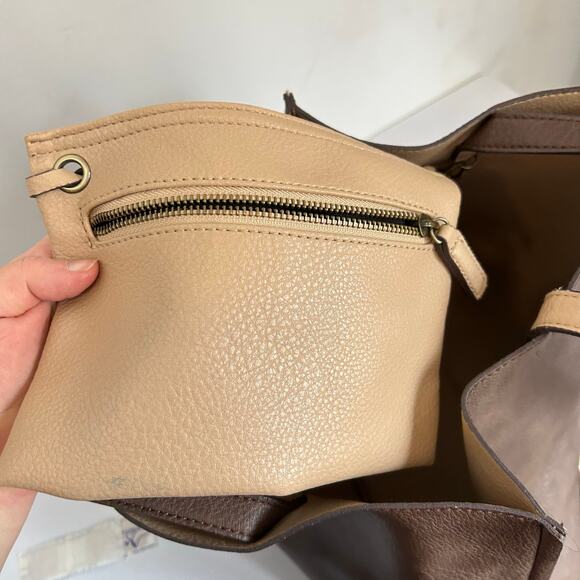 Unlabeled Reversable Two Tone Tote Bag Beige Pink - Picture 7 of 9